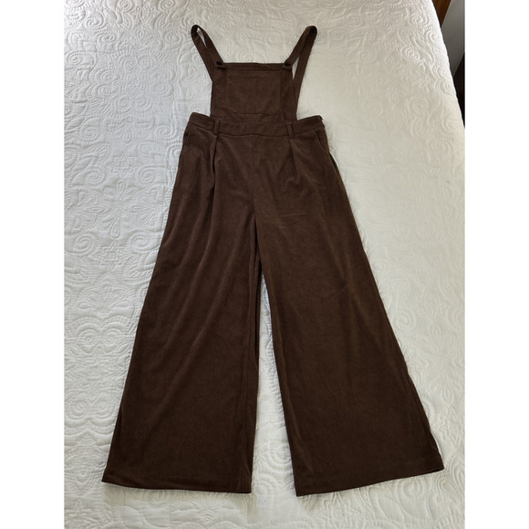 Commence Pants - Commense Brown Jumpsuit Overalls Ribbed Corduroy Wide Legs Women's XL